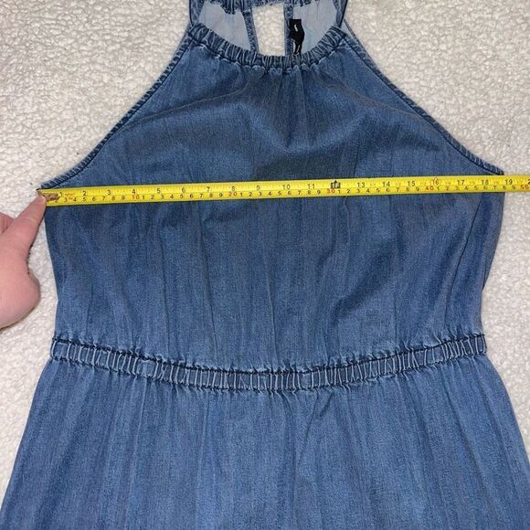 International Concepts Ombre Blue Denim Asymmetrical Maxi Dress Large NWT - Picture 7 of 10